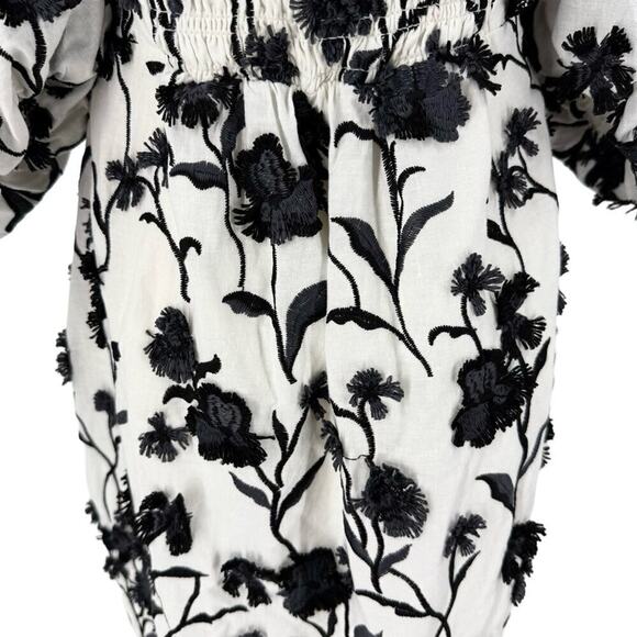 Anthropologie Applique Sabrina Mini Dress Sz 10 White Black - Picture 9 of 11